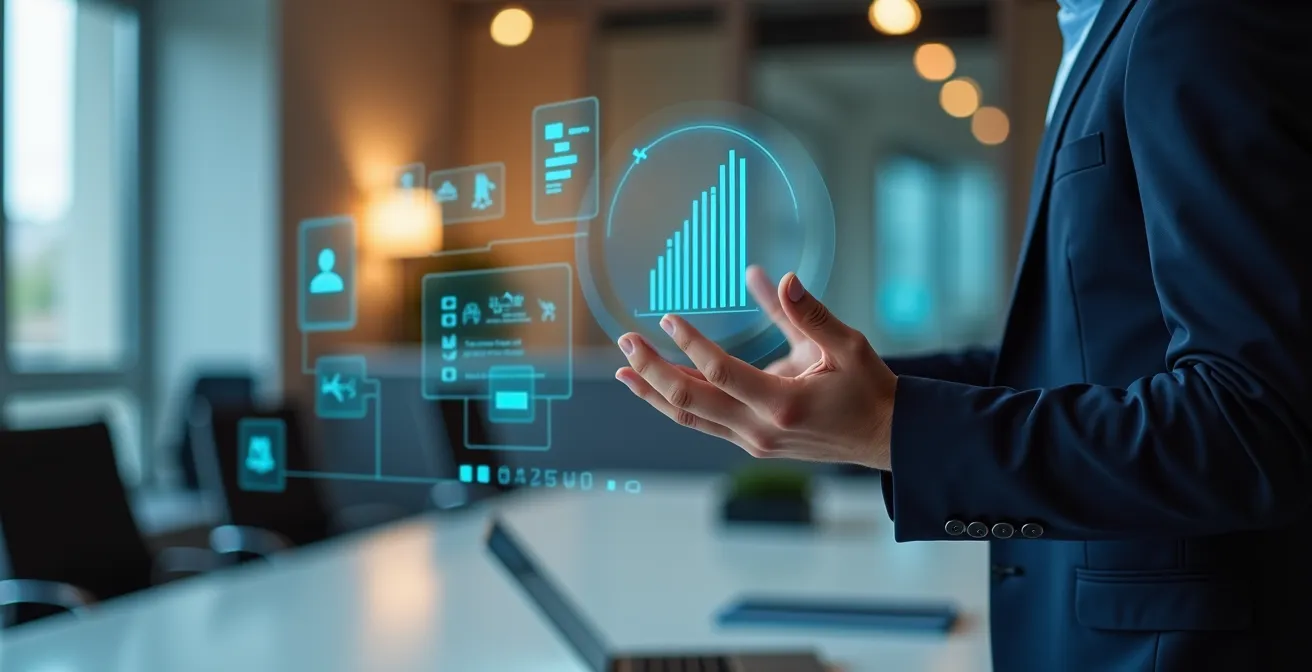 Business professional analyzing fleet profitability metrics