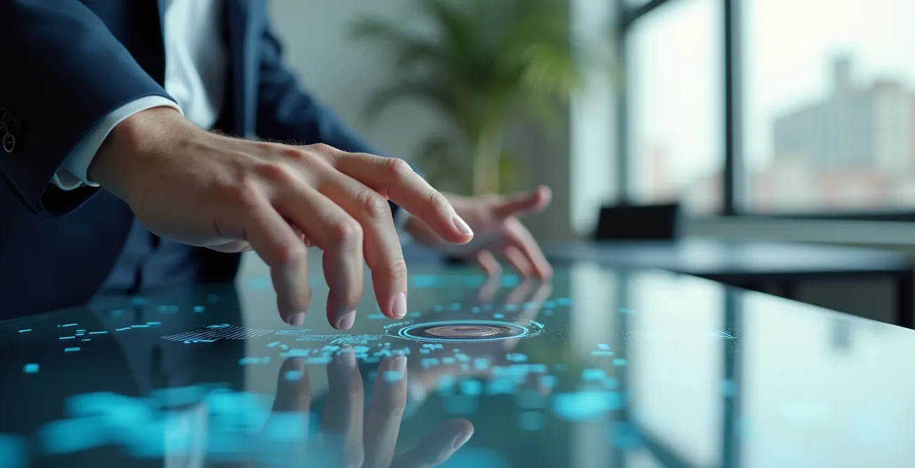 Professional analyzing financial data on modern interface